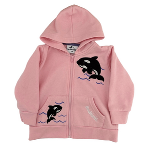 Vintage Kids Pink Orca Killer Whale SeaWorld Hooded Sweatshirt Hoodie Size 12M